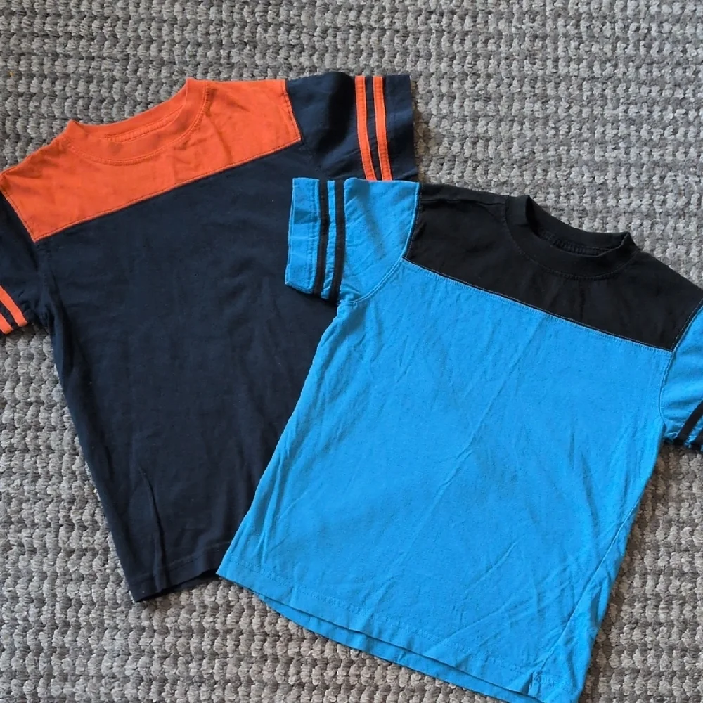 5 Old Navy Kids Striped and Graphic Tees - Orange, Green, Blue